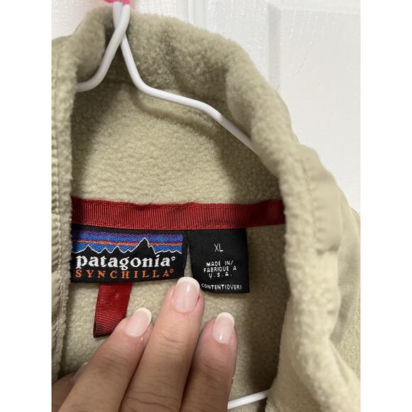OG Patagonia Synchilla Tan Fleece Lined Polyester Full Zip Jacket Mens XL USA - Picture 3 of 7
